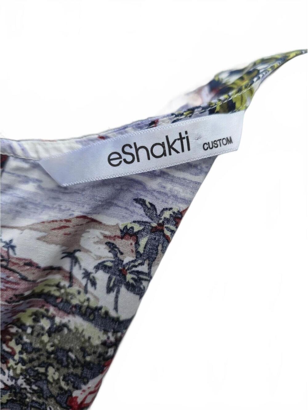 eShakti Cotton Island Print Empire Waist Cutout Neckline Dress Pockets  XXL - Picture 13 of 15